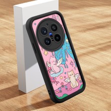HONTINGA Vivo X200 Pro ile Uyumlu Kılıfı Düşüme Önleyici Basitlik Anti Düşme Kamera Korumali Şirin Kedi Kedi Siyah Desen Yumuşak Silikon Telefon Kılıfı Kadın ve Erkek Için Uygundur K2-0073