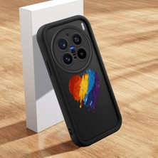 HONTINGA Vivo X200 Pro ile Uyumlu Kılıfı Düşüme Önleyici Basitlik Anti Düşme Kamera Korumali Şirin Kedi Kalp Siyah Desen Yumuşak Silikon Telefon Kılıfı Kadın ve Erkek Için Uygundur K2-0077