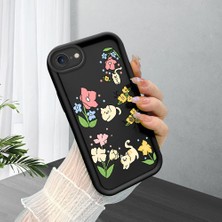 HONTINGA iPhone Se 2020 ile Uyumlu Kılıfı Düşüme Önleyici Basitlik Anti Düşme Kamera Korumali Kedi Siyah Desen Yumuşak Silikon Telefon Kılıfı Kadın ve Erkek Için Uygundur K2-0076