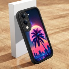 HONTINGA Vivo Y04 ile Uyumlu Kılıfı Düşüme Önleyici Basitlik Anti Düşme Kamera Korumali Şirin Kedi Manzara Siyah Desen Yumuşak Silikon Telefon Kılıfı Kadın ve Erkek Için Uygundur K2-0075