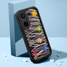 HONTINGA Vivo X200 Fe ile Uyumlu Kılıfı Düşüme Önleyici Basitlik Anti Düşme Kamera Korumali Şirin Kedi Kalp Siyah Desen Yumuşak Silikon Telefon Kılıfı Kadın ve Erkek Için Uygundur K2-0077