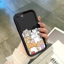 HONTINGA iPhone Se 2020 ile Uyumlu Kılıfı Düşüme Önleyici Basitlik Anti Düşme Kamera Korumali Kedi Siyah Desen Yumuşak Silikon Telefon Kılıfı Kadın ve Erkek Için Uygundur K2-0076