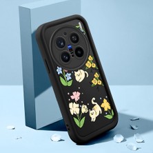 HONTINGA Vivo X200 Pro ile Uyumlu Kılıfı Düşüme Önleyici Basitlik Anti Düşme Kamera Korumali Şirin Kedi Kedi Siyah Desen Yumuşak Silikon Telefon Kılıfı Kadın ve Erkek Için Uygundur K2-0076