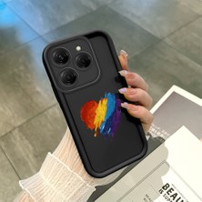 HONTINGA Tecno Spark 20 Pro ile Uyumlu Kılıfı Düşüme Önleyici Basitlik Anti Düşme Kamera Korumali Kalp Siyah Desen Yumuşak Silikon Telefon Kılıfı Kadın ve Erkek Için Uygundur K2-0077