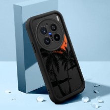 HONTINGA Vivo X200 Pro ile Uyumlu Kılıfı Düşüme Önleyici Basitlik Anti Düşme Kamera Korumali Şirin Kedi Manzara Siyah Desen Yumuşak Silikon Telefon Kılıfı Kadın ve Erkek Için Uygundur K2-0075