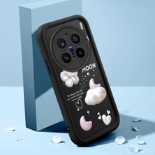 HONTINGA Vivo X200 Pro ile Uyumlu Kılıfı Düşüme Önleyici Basitlik Anti Düşme Kamera Korumali Şirin Kedi Bulut Siyah Desen Yumuşak Silikon Telefon Kılıfı Kadın ve Erkek Için Uygundur K2-0078