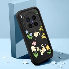 HONTINGA Vivo X300 Pro ile Uyumlu Kılıfı Düşüme Önleyici Basitlik Anti Düşme Kamera Korumali Şirin Kedi Kedi Siyah Desen Yumuşak Silikon Telefon Kılıfı Kadın ve Erkek Için Uygundur K2-0076