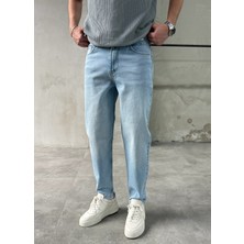 Difransel Jeans Yıkama Detay Rahat Kalıp Açık Mavi Banan Jean