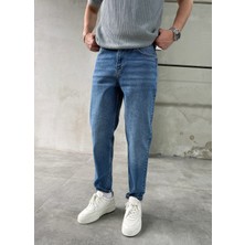 Difransel Jeans Yıkama Detay Rahat Kalıp Mavi Banan Jean