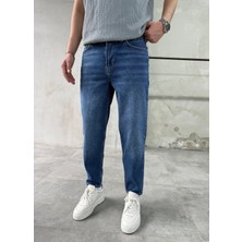 Difransel Jeans Yıkama Detay Rahat Kalıp Koyu Mavi Banan Jean
