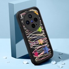 HONTINGA Vivo X300 ile Uyumlu Kılıfı Düşüme Önleyici Basitlik Anti Düşme Kamera Korumali Şirin Kedi Kalp Siyah Desen Yumuşak Silikon Telefon Kılıfı Kadın ve Erkek Için Uygundur K2-0077