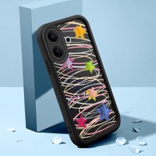 HONTINGA Vıvo V60 Lite ile Uyumlu Kılıfı Düşüme Önleyici Basitlik Anti Düşme Kamera Korumali Şirin Kedi Kalp Siyah Desen Yumuşak Silikon Telefon Kılıfı Kadın ve Erkek Için Uygundur K2-0077