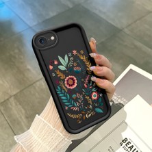 HONTINGA iPhone Se 2020 ile Uyumlu Kılıfı Düşüme Önleyici Basitlik Anti Düşme Kamera Korumali Çiçek Siyah Desen Yumuşak Silikon Telefon Kılıfı Kadın ve Erkek Için Uygundur K2-0068