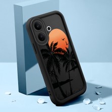 HONTINGA Vıvo V60 Lite ile Uyumlu Kılıfı Düşüme Önleyici Basitlik Anti Düşme Kamera Korumali Şirin Kedi Manzara Siyah Desen Yumuşak Silikon Telefon Kılıfı Kadın ve Erkek Için Uygundur K2-0075