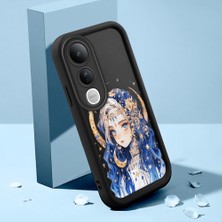 HONTINGA Vivo V50 Lite ile Uyumlu Kılıfı Düşüme Önleyici Basitlik Anti Düşme Kamera Korumali Şirin Kedi Güzel Kadın Siyah Desen Yumuşak Silikon Telefon Kılıfı Kadın ve Erkek Için Uygundur K2-0070