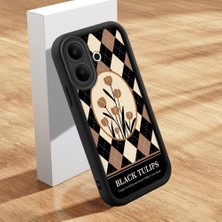 HONTINGA Vıvo V60 Lite ile Uyumlu Kılıfı Düşüme Önleyici Basitlik Anti Düşme Kamera Korumali Şirin Kedi Çiçek Siyah Desen Yumuşak Silikon Telefon Kılıfı Kadın ve Erkek Için Uygundur K2-0072