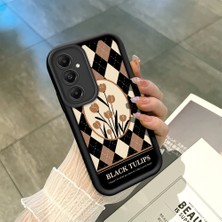 HONTINGA Samsung Galaxy A05S ile Uyumlu Kılıfı Düşüme Önleyici Basitlik Anti Düşme Kamera Korumali Çiçek Siyah Desen Yumuşak Silikon Telefon Kılıfı Kadın ve Erkek Için Uygundur K2-0072