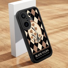 HONTINGA Vivo X200 Fe ile Uyumlu Kılıfı Düşüme Önleyici Basitlik Anti Düşme Kamera Korumali Şirin Kedi Çiçek Siyah Desen Yumuşak Silikon Telefon Kılıfı Kadın ve Erkek Için Uygundur K2-0072