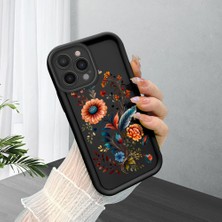 HONTINGA iPhone 15 Pro Max ile Uyumlu Kılıfı Düşüme Önleyici Basitlik Anti Düşme Kamera Korumali Çiçek Siyah Desen Yumuşak Silikon Telefon Kılıfı Kadın ve Erkek Için Uygundur K2-0068
