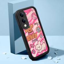 HONTINGA Vivo Y04 ile Uyumlu Kılıfı Düşüme Önleyici Basitlik Anti Düşme Kamera Korumali Şirin Kedi Kedi Siyah Desen Yumuşak Silikon Telefon Kılıfı Kadın ve Erkek Için Uygundur K2-0073