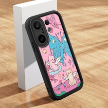 HONTINGA Vivo X200 Fe ile Uyumlu Kılıfı Düşüme Önleyici Basitlik Anti Düşme Kamera Korumali Şirin Kedi Kedi Siyah Desen Yumuşak Silikon Telefon Kılıfı Kadın ve Erkek Için Uygundur K2-0073
