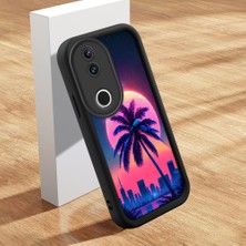 HONTINGA Vivo V50 ile Uyumlu Kılıfı Düşüme Önleyici Basitlik Anti Düşme Kamera Korumali Şirin Kedi Manzara Siyah Desen Yumuşak Silikon Telefon Kılıfı Kadın ve Erkek Için Uygundur K2-0075