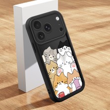 HONTINGA iPhone 17 Pro Max ile Uyumlu Kılıfı Düşüme Önleyici Basitlik Anti Düşme Kamera Korumali Şirin Kedi Kedi Siyah Desen Yumuşak Silikon Telefon Kılıfı Kadın ve Erkek Için Uygundur K2-0076