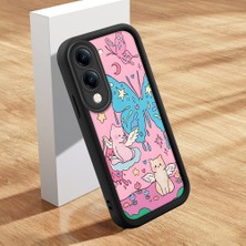 HONTINGA Vivo Y04 ile Uyumlu Kılıfı Düşüme Önleyici Basitlik Anti Düşme Kamera Korumali Şirin Kedi Kedi Siyah Desen Yumuşak Silikon Telefon Kılıfı Kadın ve Erkek Için Uygundur K2-0073