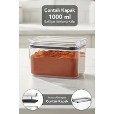 Meleni Home Pure Dikdörtgen Saklama Kabı - Contalı Hava Almaz Şeffaf Mika Un Erzak Bakliyat Kabı 1000 ml
