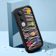 HONTINGA Vivo V50 Lite ile Uyumlu Kılıfı Düşüme Önleyici Basitlik Anti Düşme Kamera Korumali Şirin Kedi Kalp Siyah Desen Yumuşak Silikon Telefon Kılıfı Kadın ve Erkek Için Uygundur K2-0077