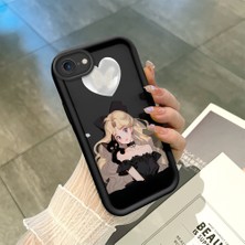 HONTINGA iPhone Se 2020 ile Uyumlu Kılıfı Düşüme Önleyici Basitlik Anti Düşme Kamera Korumali Güzel Kadın Siyah Desen Yumuşak Silikon Telefon Kılıfı Kadın ve Erkek Için Uygundur K2-0069