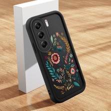 HONTINGA Tecno Camon 40 Pro 5g ile Uyumlu Kılıfı Düşüme Önleyici Basitlik Anti Düşme Kamera Korumali Şirin Kedi Çiçek Siyah Desen Yumuşak Silikon Telefon Kılıfı Kadın ve Erkek Için Uygundur K2-0068