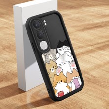 HONTINGA Vıvo Y31 5g ile Uyumlu Kılıfı Düşüme Önleyici Basitlik Anti Düşme Kamera Korumali Şirin Kedi Kedi Siyah Desen Yumuşak Silikon Telefon Kılıfı Kadın ve Erkek Için Uygundur K2-0076