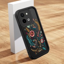 HONTINGA Vivo Y28 ile Uyumlu Kılıfı Düşüme Önleyici Basitlik Anti Düşme Kamera Korumali Şirin Kedi Çiçek Siyah Desen Yumuşak Silikon Telefon Kılıfı Kadın ve Erkek Için Uygundur K2-0068