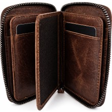 Mgv Çanta 796 Wallet Unisex Kahve Fermuarlı Hakiki Deri Cüzdan