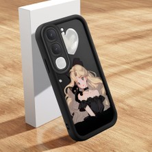 HONTINGA Vıvo Y31 5g ile Uyumlu Kılıfı Düşüme Önleyici Basitlik Anti Düşme Kamera Korumali Şirin Kedi Güzel Kadın Siyah Desen Yumuşak Silikon Telefon Kılıfı Kadın ve Erkek Için Uygundur K2-0069