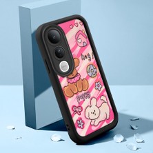 HONTINGA Vivo V50 Lite ile Uyumlu Kılıfı Düşüme Önleyici Basitlik Anti Düşme Kamera Korumali Şirin Kedi Kedi Siyah Desen Yumuşak Silikon Telefon Kılıfı Kadın ve Erkek Için Uygundur K2-0073