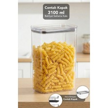 Meleni Home Pure Dikdörtgen Saklama Kabı - Contalı Hava Almaz Şeffaf Mika Un Erzak Bakliyat Kabı 3100ML
