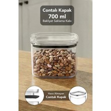 Meleni Home Pure Kare Saklama Kabı - Contalı Kapaklı Şeffaf Mika Hava Almaz Erzak Un Bakliyat Kabı 700ML