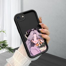 HONTINGA iPhone Se 2020 ile Uyumlu Kılıfı Düşüme Önleyici Basitlik Anti Düşme Kamera Korumali Güzel Kadın Siyah Desen Yumuşak Silikon Telefon Kılıfı Kadın ve Erkek Için Uygundur K2-0069
