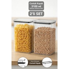 Meleni Home 2'li Pure Dikdörtgen Saklama Kabı - Contalı Hava Almaz Şeffaf Mika Un Erzak Bakliyat Kabı 3100ML