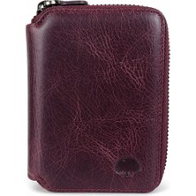 Mgv Çanta 796 Wallet Unisex Bordo Fermuarlı Hakiki Deri Cüzdan