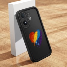 HONTINGA Vıvo V60 ile Uyumlu Kılıfı Düşüme Önleyici Basitlik Anti Düşme Kamera Korumali Şirin Kedi Kalp Siyah Desen Yumuşak Silikon Telefon Kılıfı Kadın ve Erkek Için Uygundur K2-0077