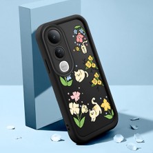 HONTINGA Vivo V50 Lite ile Uyumlu Kılıfı Düşüme Önleyici Basitlik Anti Düşme Kamera Korumali Şirin Kedi Kedi Siyah Desen Yumuşak Silikon Telefon Kılıfı Kadın ve Erkek Için Uygundur K2-0076