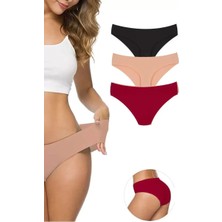 Bemy Store 3 Adet Kadın Dikişsiz Lazer Kesim Esnek Iz Yapmayan Külot S6