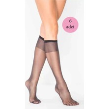 Bemy Store 6 Adet Kadın Diz Altı Parlak Fit 15 Denye Çorap Siyah