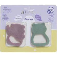 Besties Silikon Diş Kaşıyıcı Pembe Panda & Yeşil Kedi