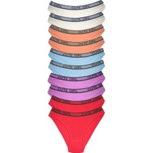Bemy Store 10 Adet Beli Yazılı Pamuklu Kalın Lastik Kadın Slip Külot