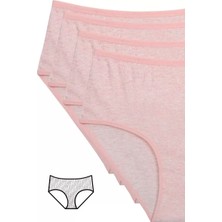 Bemy Store 4'lü Yeni Seri Renkli Yüksek Bel Fitilli Ribana Bato Külot Pembe