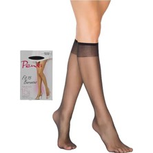 Bemy Store Fit 15 Burunsuz Parlak Kadın Pantolon Diz Altı Çorabı Siyah